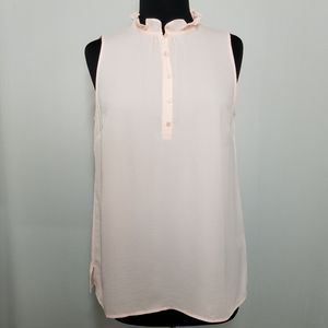 ✔ Talbots Ruffle Collar Partial Button Tank Blouse
